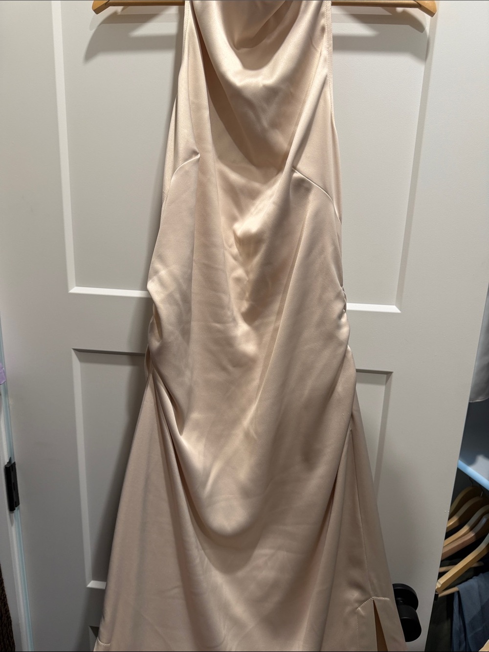 BHLDN Satin Cowl-Neck Maxi Dress in Champagne Blush - Picture 2 of 5